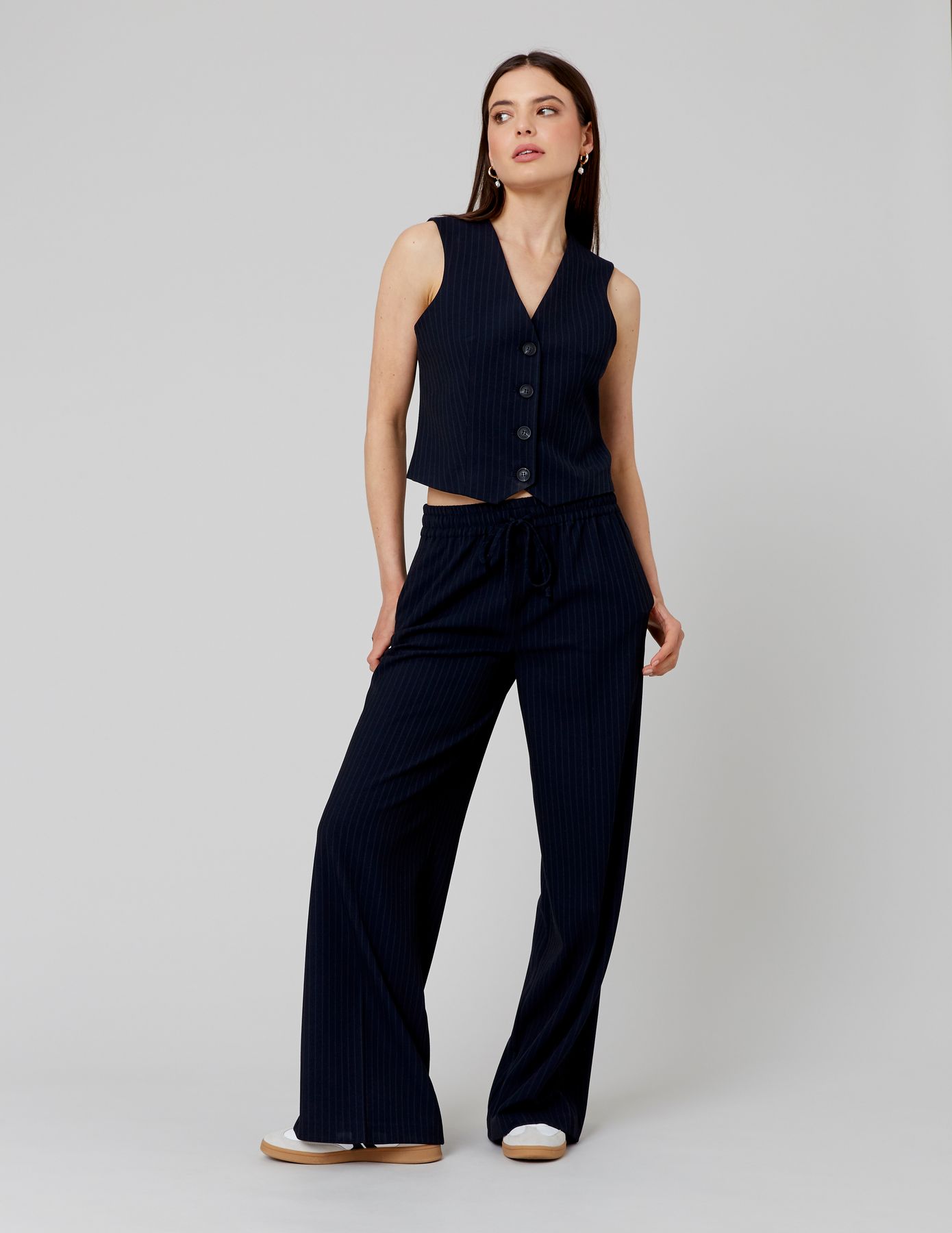 Pantalon rayé polyester recyclé