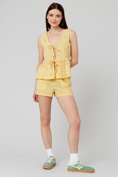 Blouse à nouer motif vichy