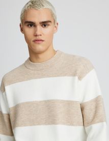 Pull col rond maxi rayures