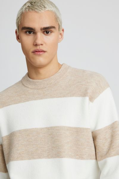 Pull col rond maxi rayures
