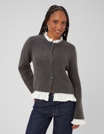 Gilet boutonn&eacute; &agrave; volants