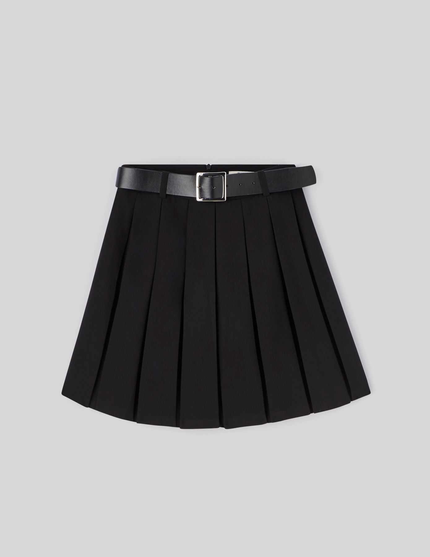 Jupe courte plissée ceinturée