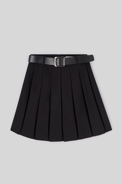 Jupe courte plissée ceinturée