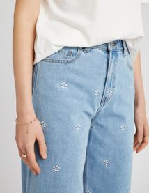 Jean wide leg brodé