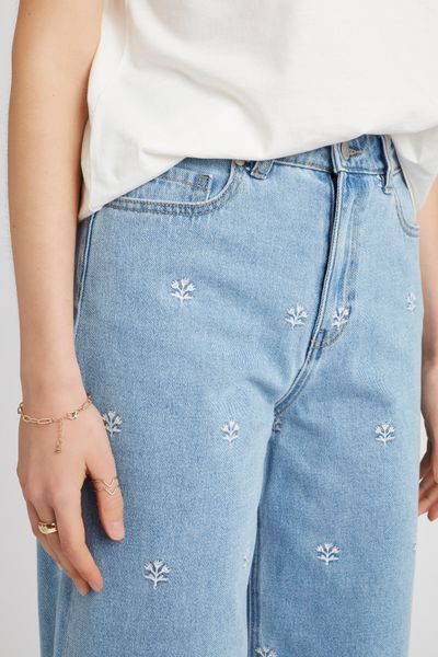 Jean wide leg brodé