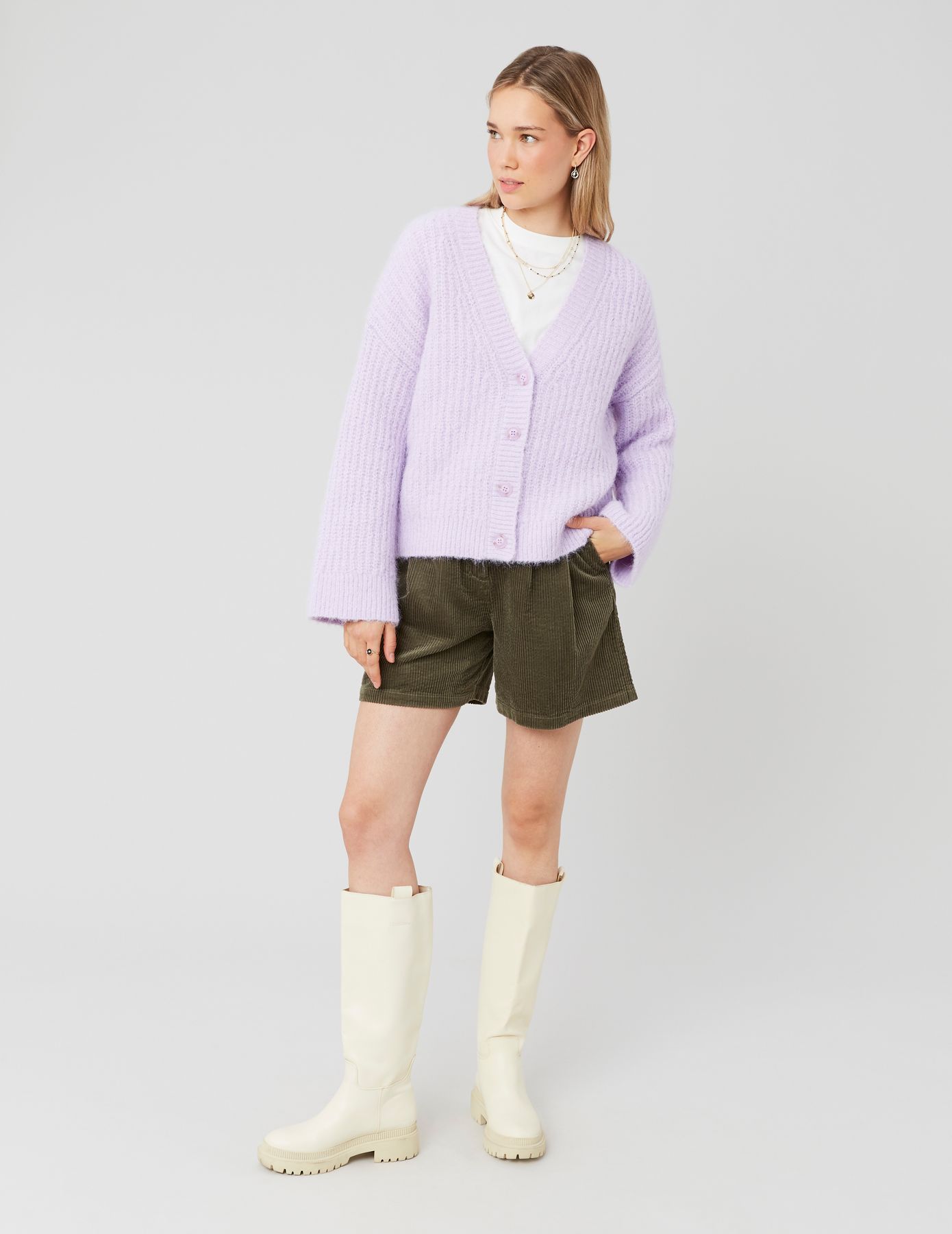 Gilet boutonné maille perlée