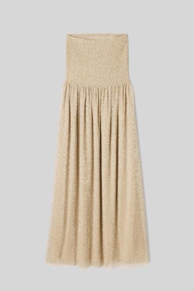 Robe longue bustier brillante