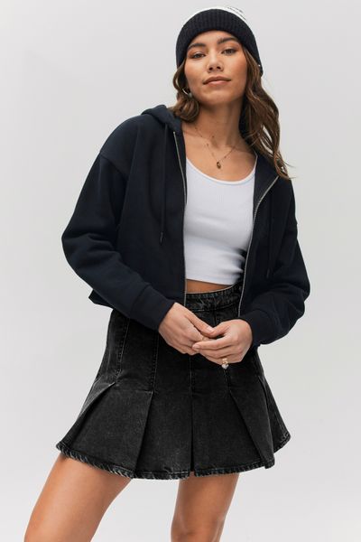 Jupe pliss&eacute;e en jean