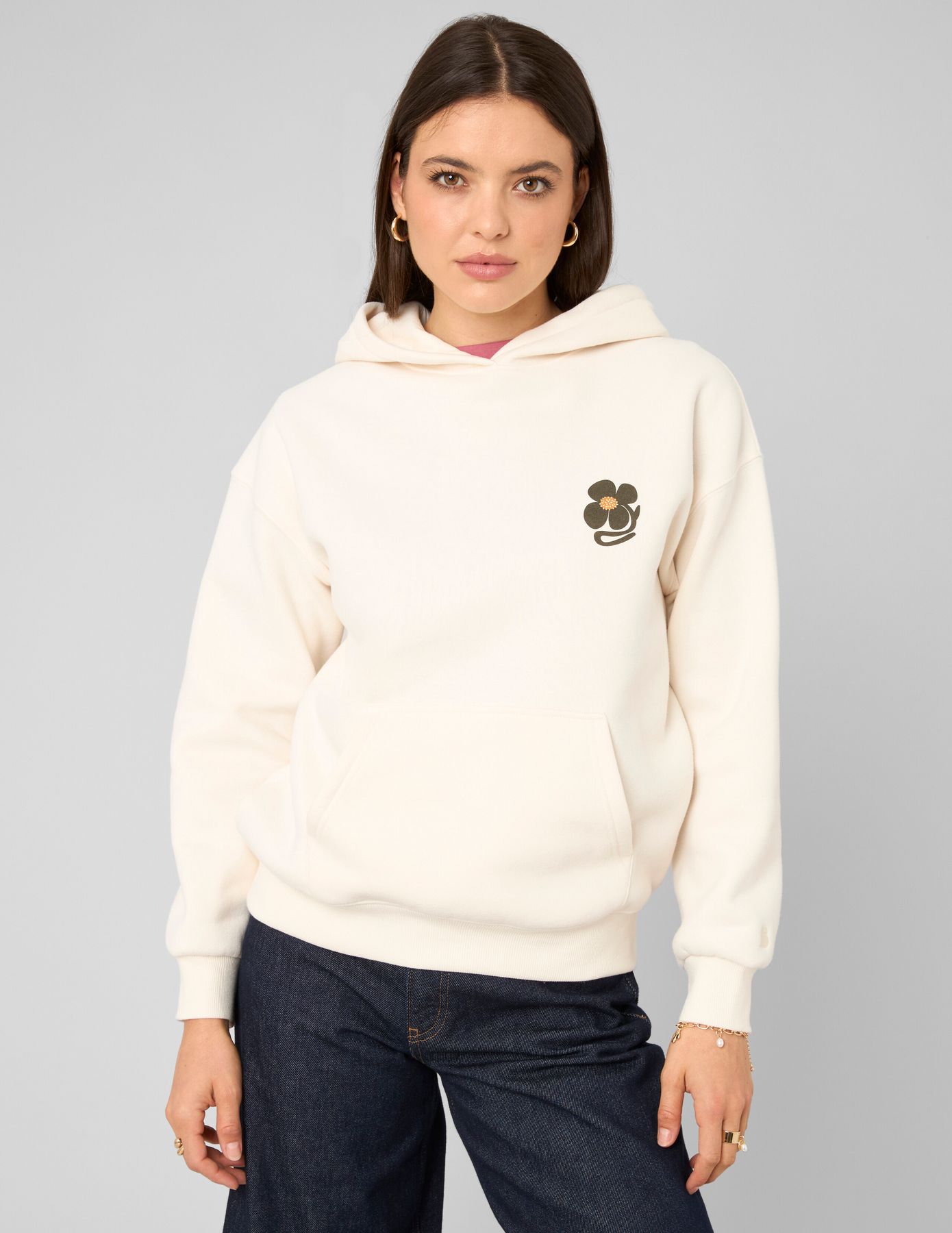 Sweat &agrave; capuche imprim&eacute; devant / dos