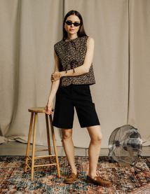 Veste sans manches l&eacute;opard &agrave; noeuds