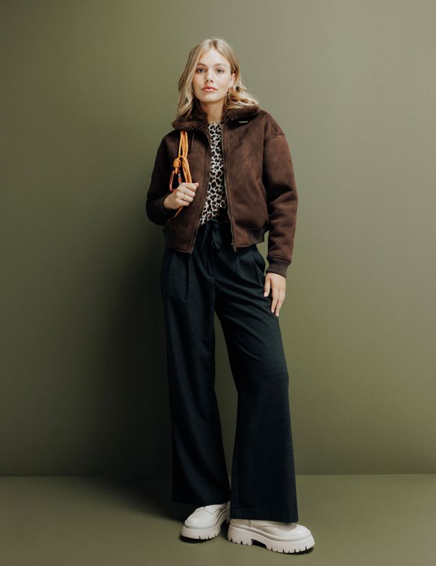 Pantalon tailleur à pinces polyester recyclé