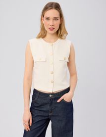 Top sans manches effet tweed