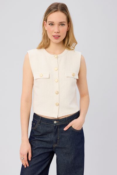 Top sans manches effet tweed