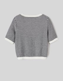 Pull col rond court bicolore