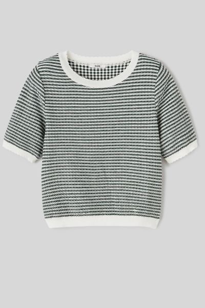 Pull col rond court bicolore