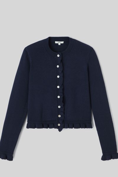 Gilet boutonn&eacute; &agrave; volants