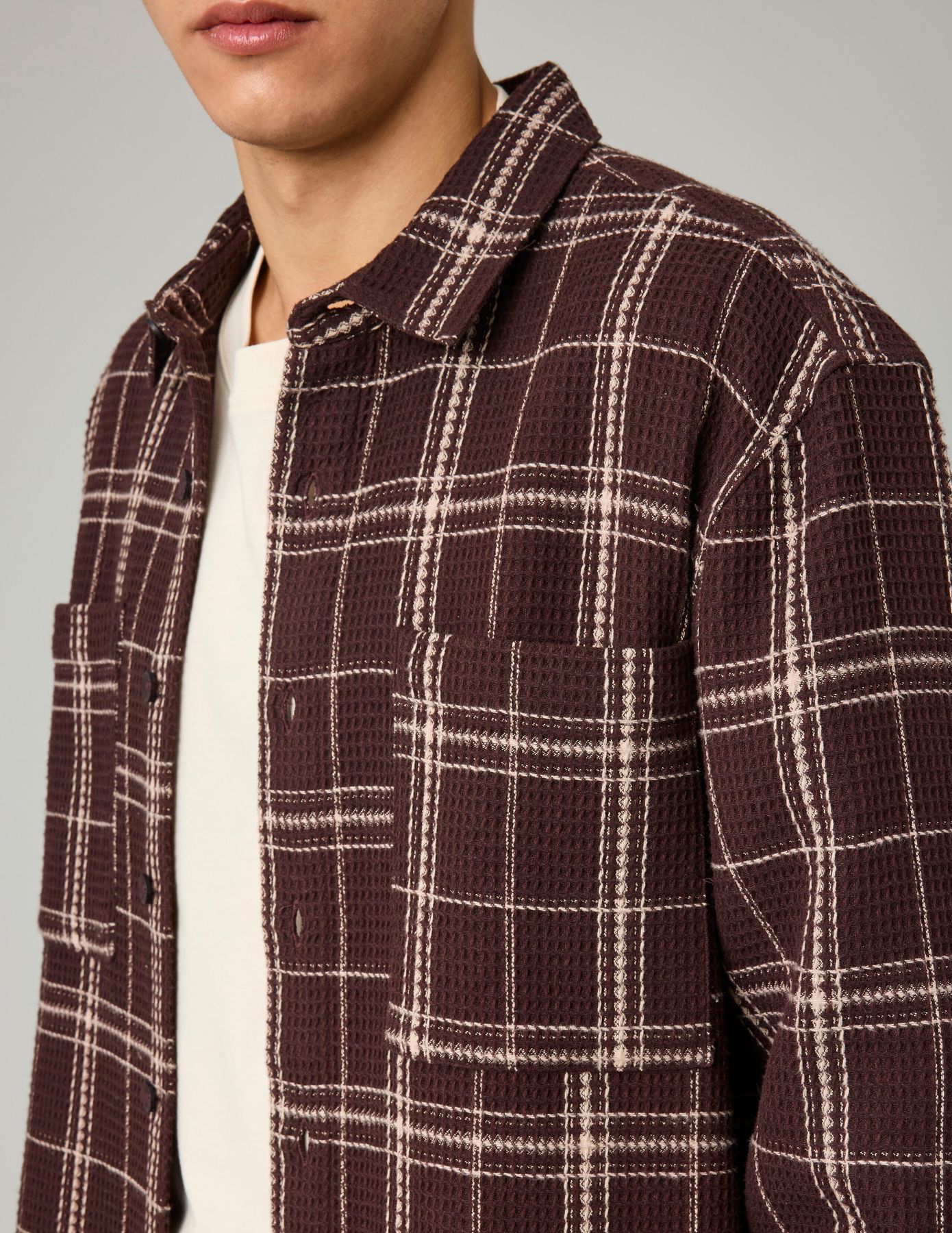 Surchemise waffle &agrave; carreaux