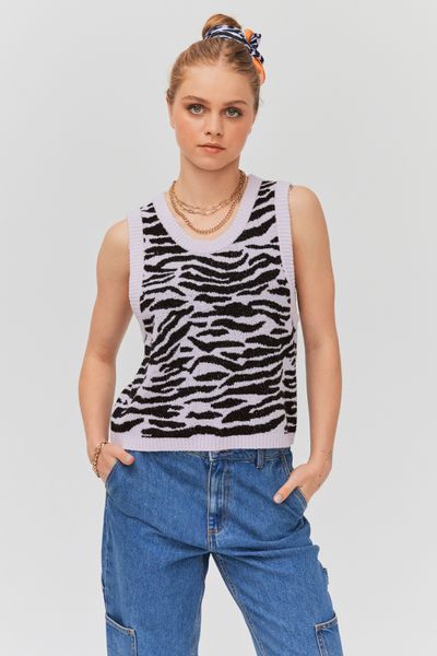 Pull jacquard sans manches