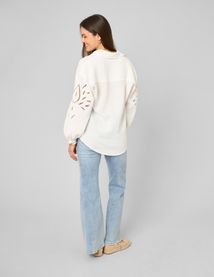 Chemise brod&eacute;e en gaze de coton