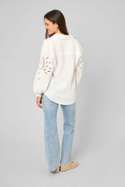 Chemise brod&eacute;e en gaze de coton