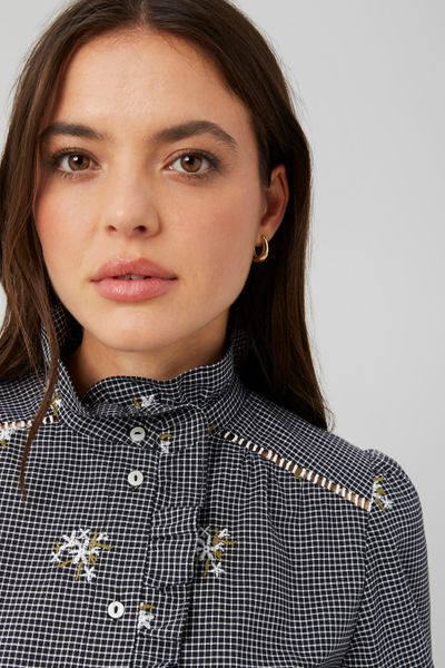 Chemise à carreaux brodée