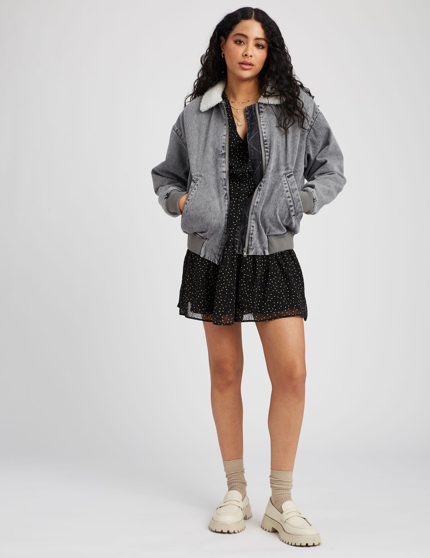 Blouson en jean sherpa