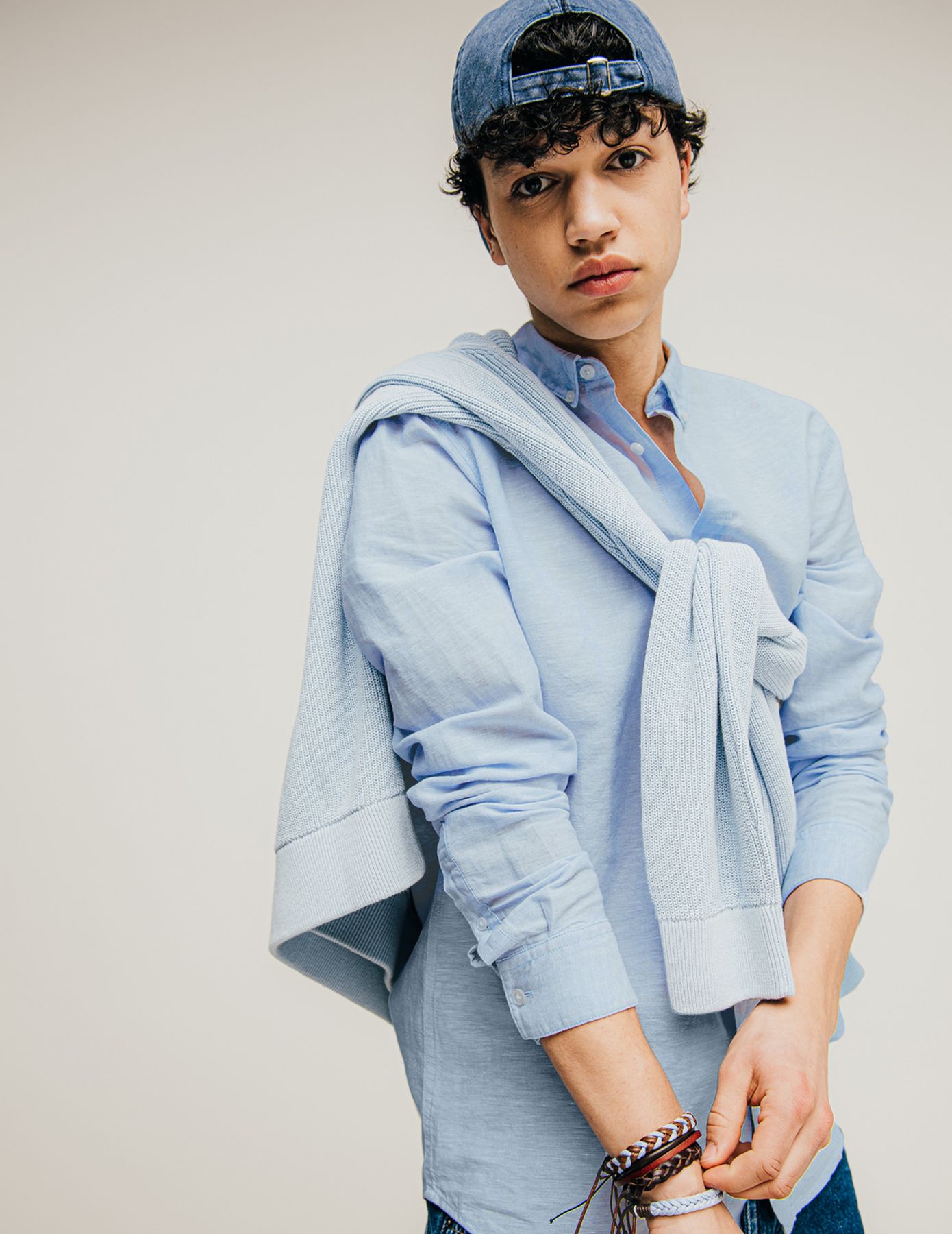 Chemise unie en coton lin
