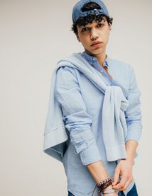 Chemise unie en coton lin