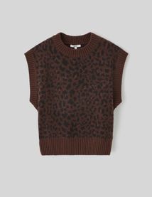 Pull sans manches léopard