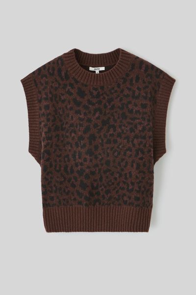 Pull sans manches léopard