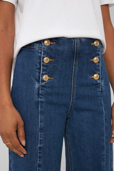 Jean wide leg boutonn&eacute;