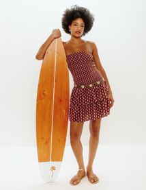 Robe courte imprim&eacute;e bustier