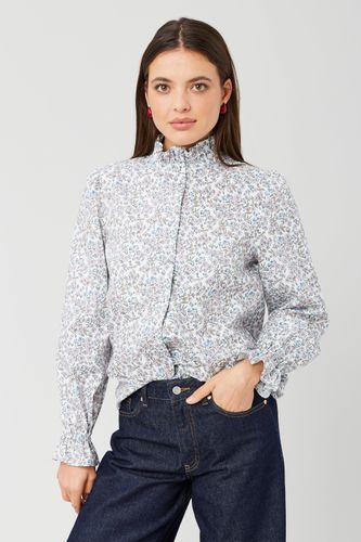 Chemise col montant imprim&eacute; fleuri