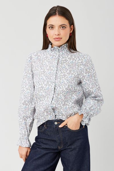 Chemise col montant imprimé floral