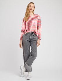 T-shirt brodé rayé
