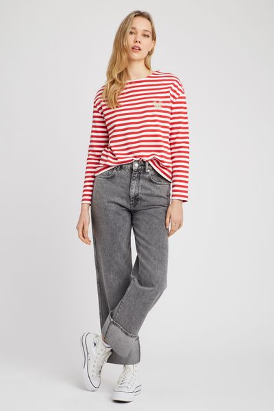 T-shirt brodé rayé