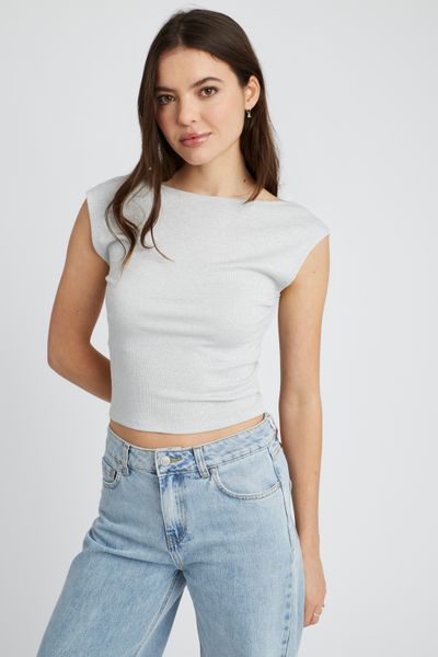 T-shirt dos nu pailleté