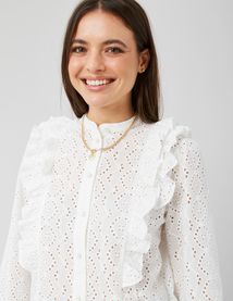Blouse broderie anglaise &agrave; volants