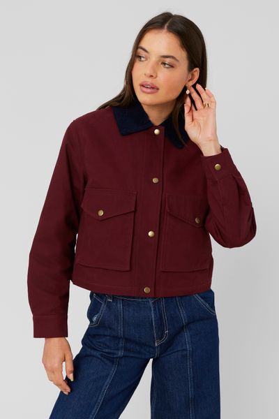 Veste en twill col velours