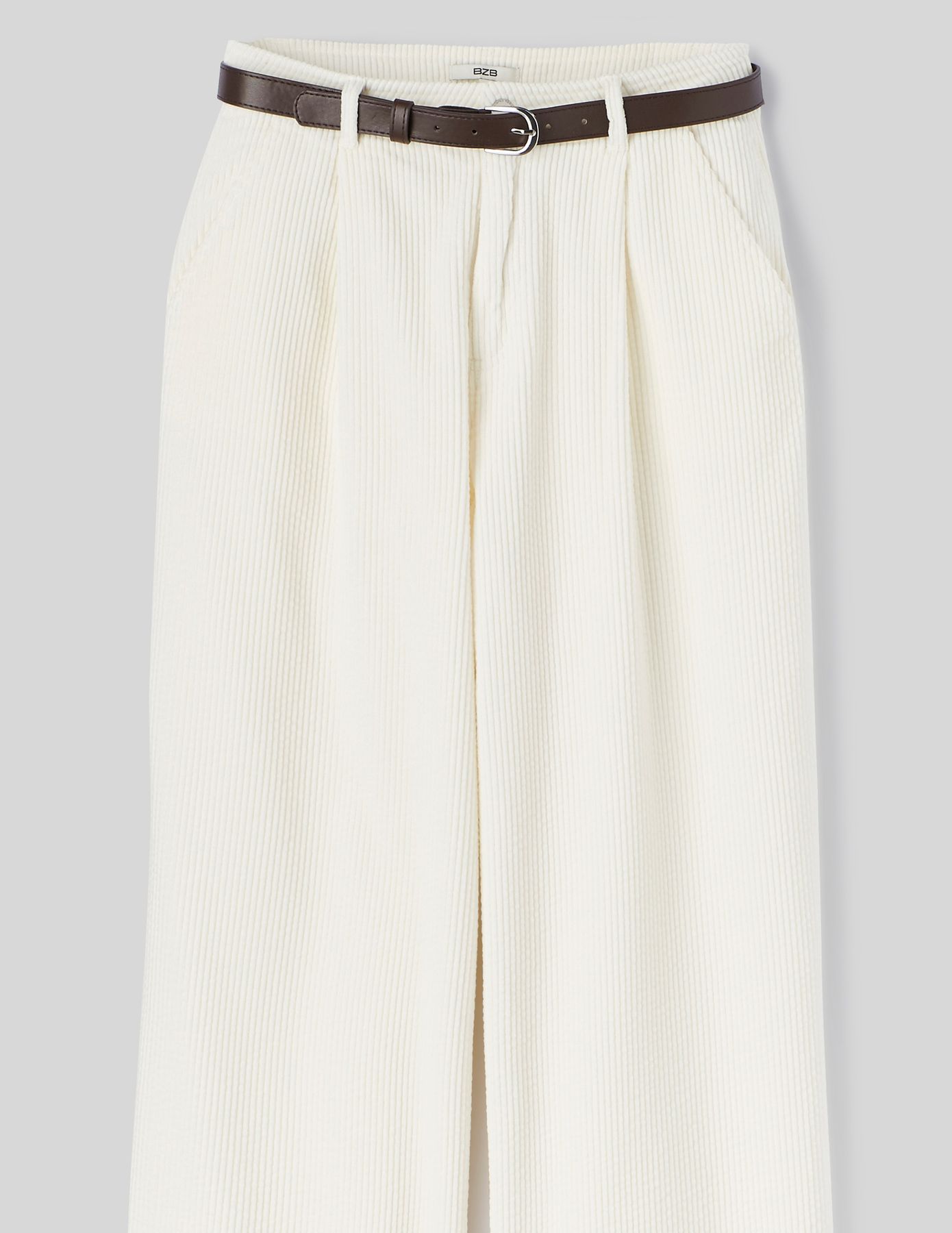 Pantalon velours wide leg &agrave; pinces