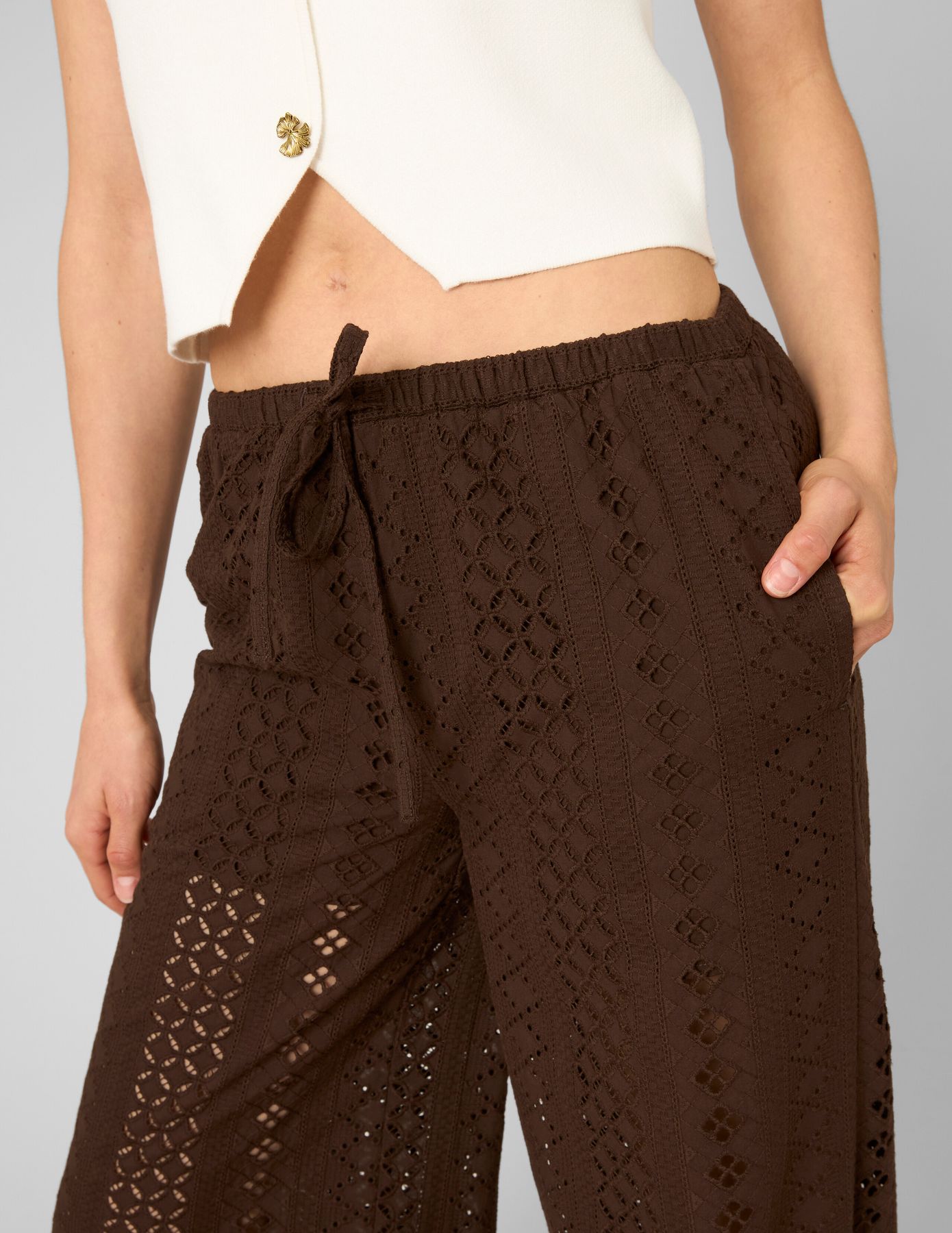 Pantalon broderie anglaise