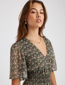 Robe longue imprim&eacute;e