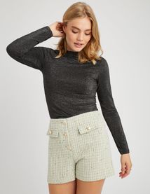 T-shirt col montant paillet&eacute;