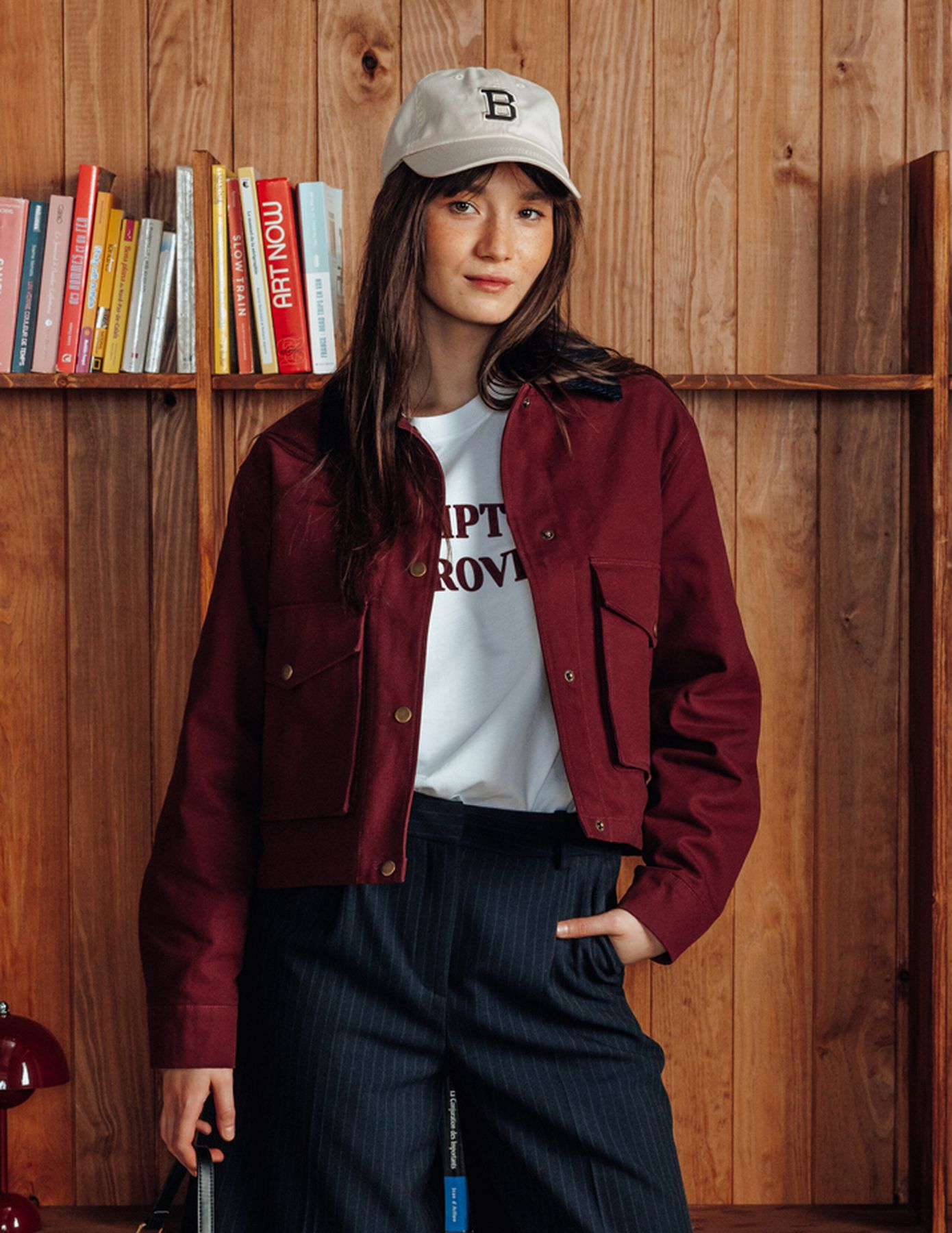 Veste en twill col velours