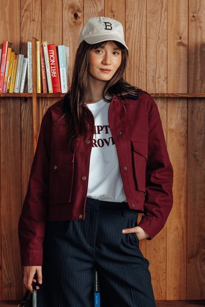 Veste en twill col velours
