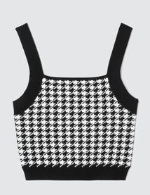 Débardeur tricot motif pied-de-poule