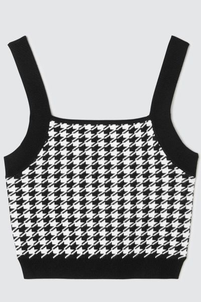 Débardeur tricot motif pied-de-poule