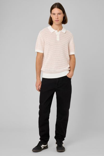 Polo en maille ajour&eacute;e ray&eacute;e