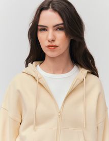 Sweat court zipp&eacute; &agrave; capuche