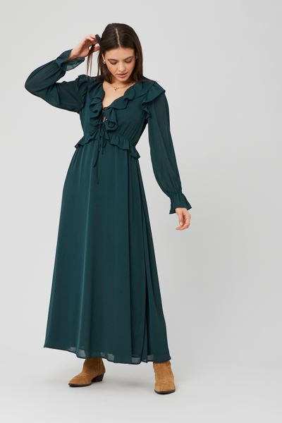 Robe longue unie en polyester recyclé